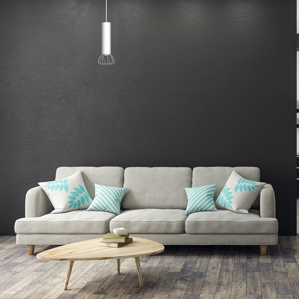 Pojedyncza lampa wisząca Dante do kuchni biała srebrna