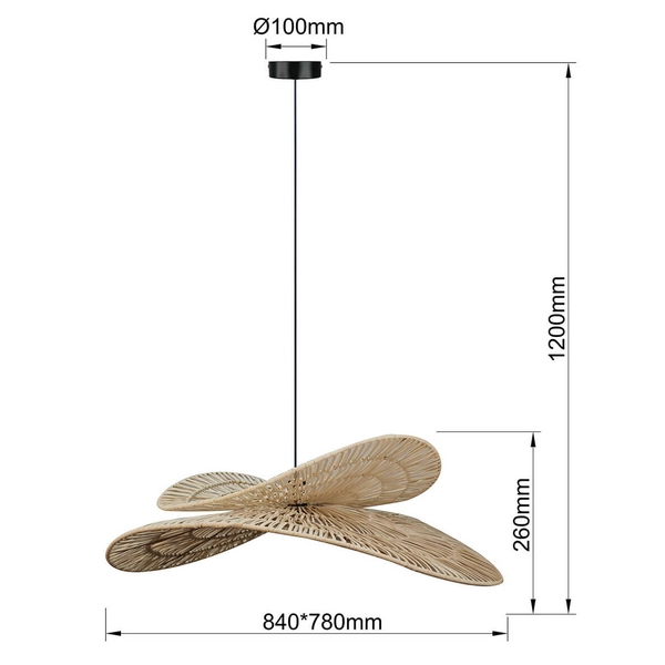 Rattanowa lampa wisząca Raya LP-2704/1P NT boho japandi drewniana