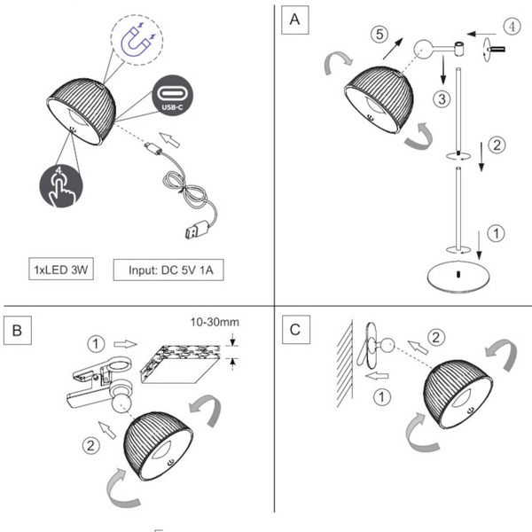 Regulowana lampka na biurko Maxima R57791102 LED 3W 3000K czarny
