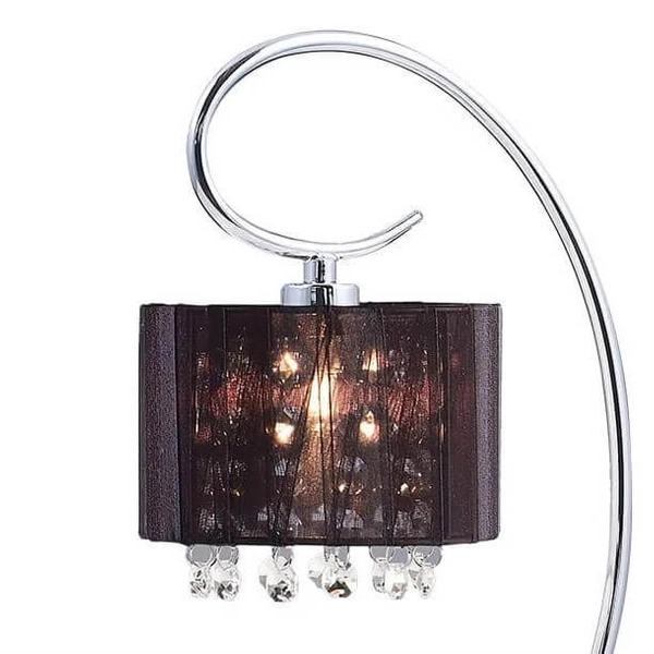 Abażurowa lampa stołowa SPAN MTM1583/1 Italux kryształki glamour crystal organza mgiełka czarny