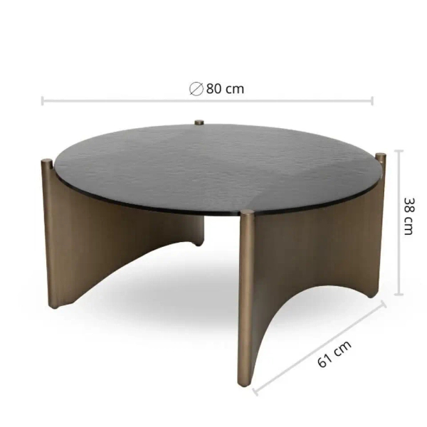 Ława kawowa MANTA MM001501100395 czarna złota metal szkło 80cm