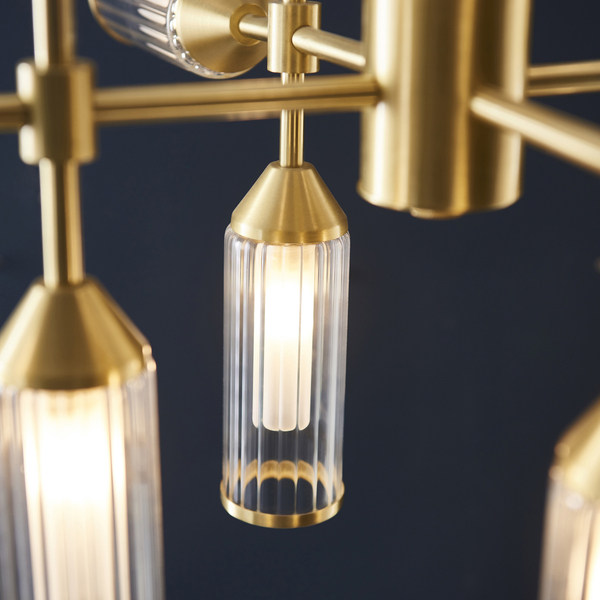 Wisząca lampa hampton L&-192214 Light& szkło plisowane mosiądz