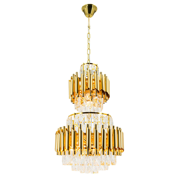 Wisząca lampa Wersal 6231/6 TR żyrandol z kryształkami do salonu złoty