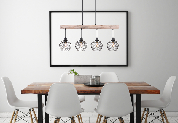 Lampa wisząca Theodor 154 16-4 druciana czarna drewniana