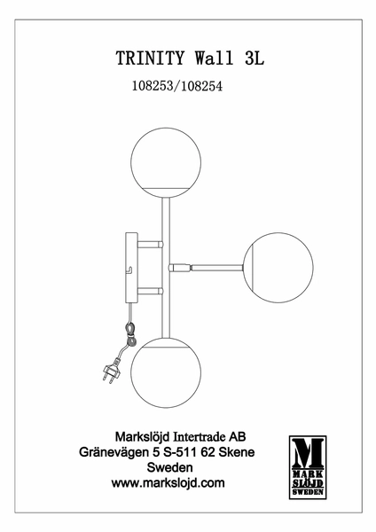 Modernistyczny kinkiet pokojowy Trinity ball mosiądz biały