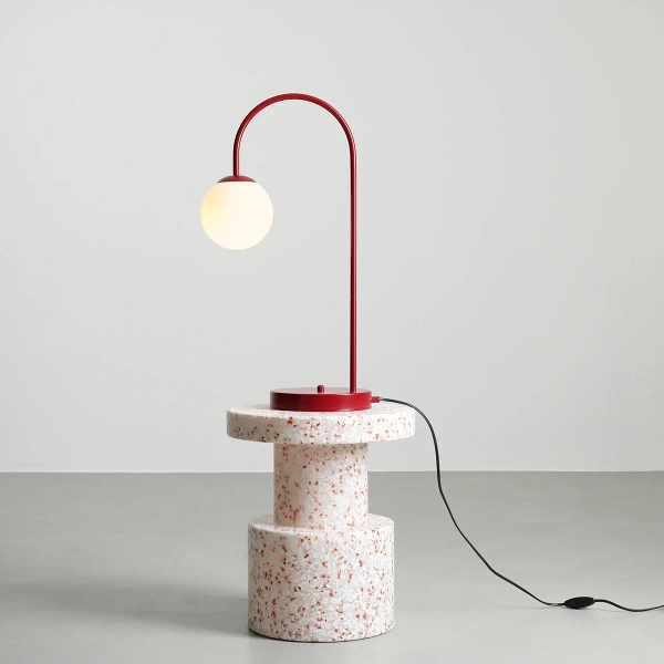 Kulista lampa stołowa Una 1116B15 szklana kula czerwona biała