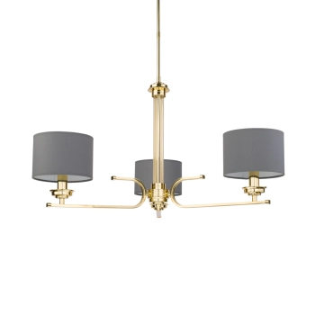 Potrójna lampa wisząca Bolt BOL-ZW-3 (Z) z abażurami mosiądz szara