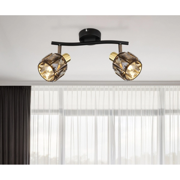 Lampa sufitowa Indiana 54357-2B z regulacją czarna przydymiona