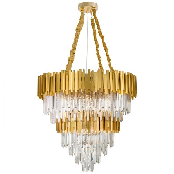 LAMPA wisząca CAMPANA LE42284 Luces Exclusivas metalowa OPRAWA glamour crystal zwis złoty