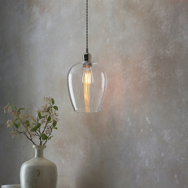 Wisząca lampa nad wyspę kuchenną L&-1100657 Light& szklana nikiel