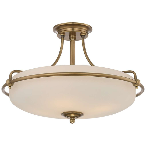 Plafon LAMPA sufitowa QZ-GRIFFIN-SFM-WS Elstead QUOIZEL szklana OPRAWA klasyczna mosiądz biała