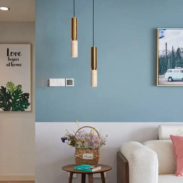 Minimalistyczna zwisająca lampa Travertino CGTRAVER35 kamienna złoty