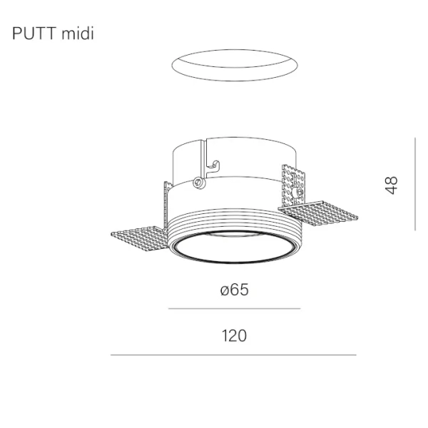 Podtynkowa lampa sufitowa czarna PUTT LED 8,5W 3000K oczko do jadalni 38016-M930-WB-00-12