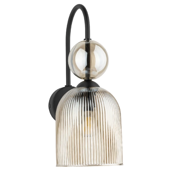 Ścienna lampa szklana Sophia Cognac 11140 ryflowana kula koniak