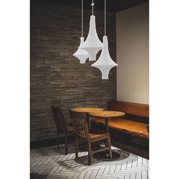 Lampa wisząca do sypialni Alda 5115 Shilo dekoracyjna szydełko biały