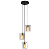 3-płomienna lampa wisząca Kalula PND-78901-3A-BK+AMB do jadalni czarna bursztynowa