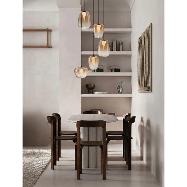 Wisząca lampa szklana JAREVIA LE45127 LED 18W 3000K owalna złota