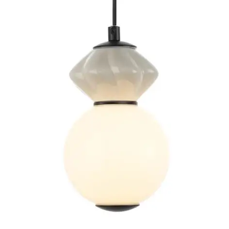 Szklana lampa wisząca Balos PND-94921-1A-BK LED 5W 3000K przydymiona biała