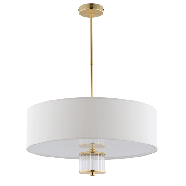 Wisząca lampa nad wyspę Empoli EMP-ZWD-4 (Z) abażurowa biała mosiądz