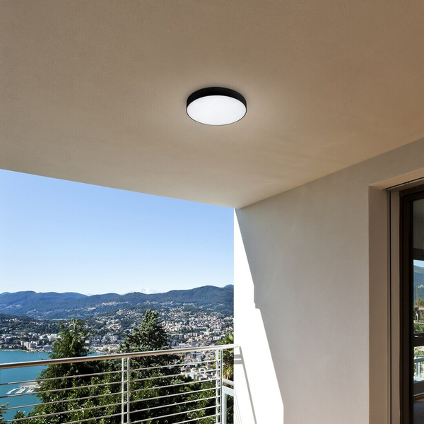 Łazienkowa LAMPA plafon TARTU 7897 Rabalux metalowa OPRAWA sufitowa LED 18W 2800K - 6000K plafoniera okrągła IP44 czarna