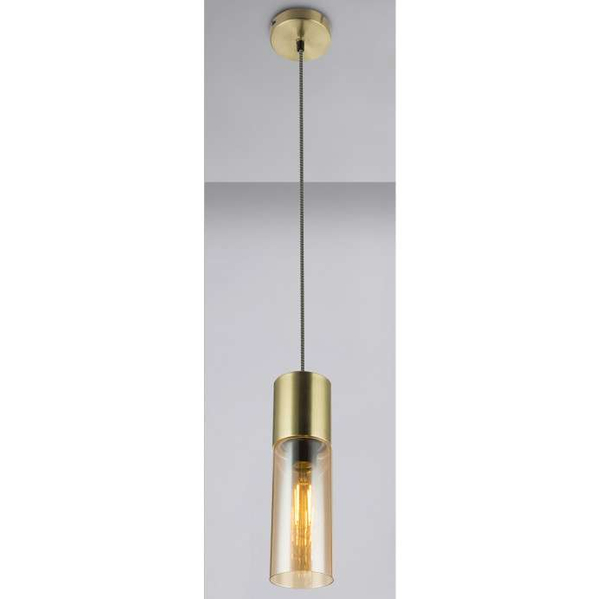 LAMPA wisząca ANNIKA 21000HM Globo szklana OPRAWA loftowy ZWIS tuba mosiężna bursztynowa