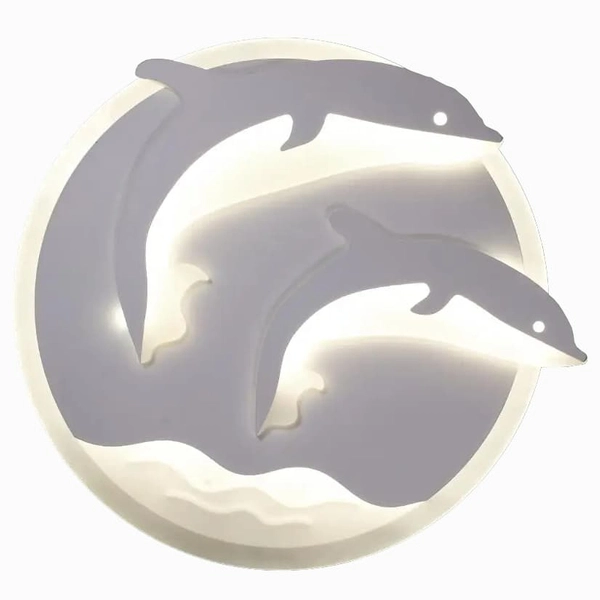 LAMPA sufitowa VEN P-666/1 dekoracyjna OPRAWA plafon LED 74W delfiny biały