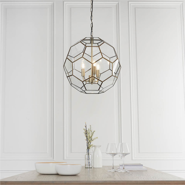 Geometryczna lampa wisząca Miele 73560 Endon szkło metal mosiądz transparentny