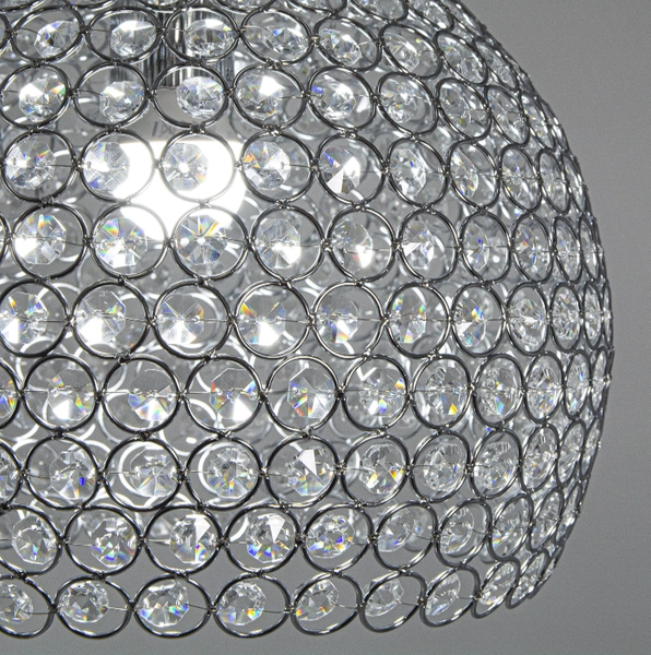 Wisząca lampa salonowa 5159/1 8C kryształowa kopuła chrom