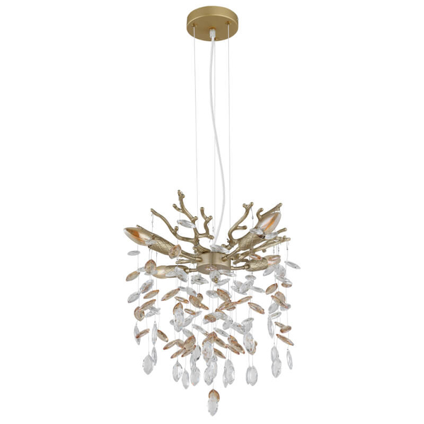 Wisząca lampa z kryształkami Queena 64138HG do kuchni nad stół złota