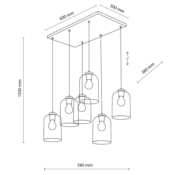 Lampa zwisowa na belce Molly 10302 do jadalni multikolor czarna