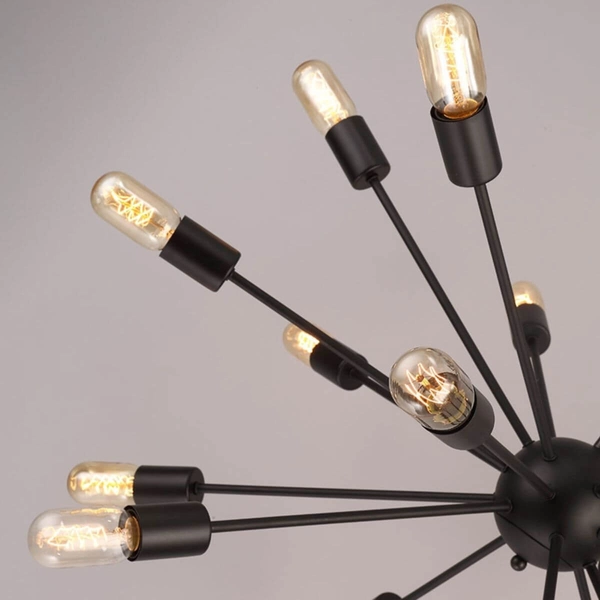 Lampa wisząca Retro LWS-18XE27 Abigali industrialna do salonu czarna