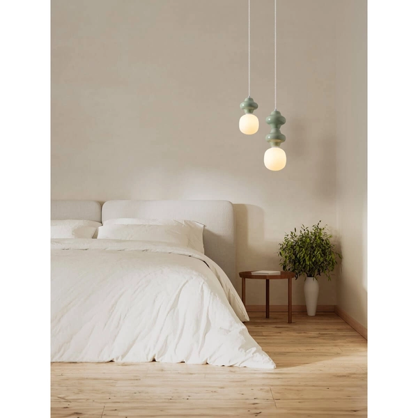 Lampa wisząca do pokoju dziecięcego VILROSA LE44555 ceramiczna biała zielona