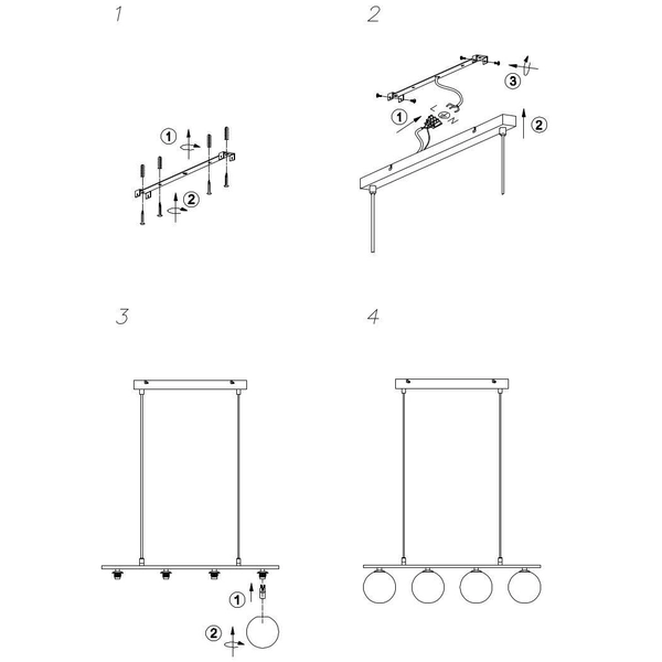 LAMPA wisząca QUATTRO 107573 Markslojd metalowa OPRAWA rustykalny ZWIS szklane kule balls stal biała