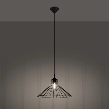 Druciana lampa wisząca EDA SL.1186 czarna metalowa 1xE27 do salonu jadalni
