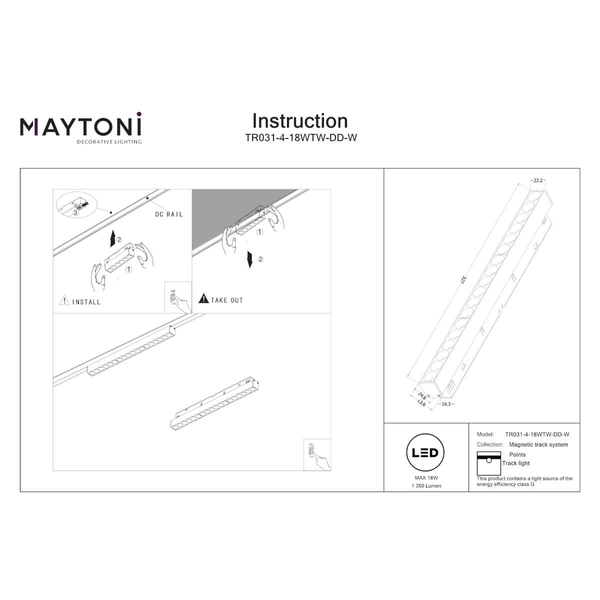 Magnetyczna lampa Points TR031-2-18W3K-W 18W 2700-6000K sufitowa biały