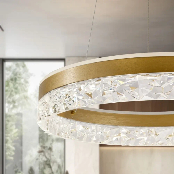 Nowoczesna lampa wisząca Frozi 31-35554 LED 32W 3000K pierścień złoty