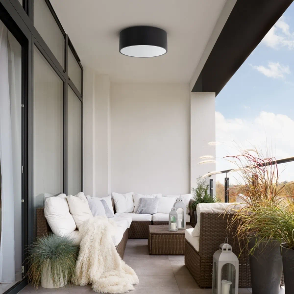 Minimalistyczny plafon tarasowy Livo 10984 okrągły IP54 czarny biały