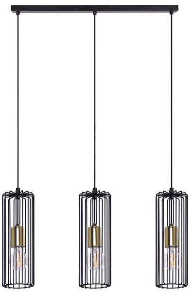 Lampa wisząca Gabia K-4936 druciak nad wyspę czarny złoty