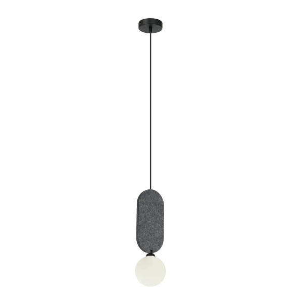 Okrągła lampa wisząca Lorenzo PND-59815-1-GR do jadalni szara biała