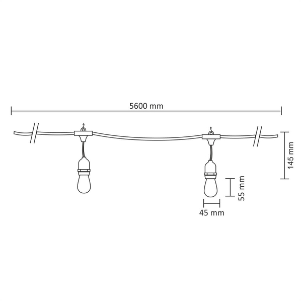 Girlanda ogrodowa z kolorowymi żarówkami 10 LED 6W 3000K 5,6m IP44