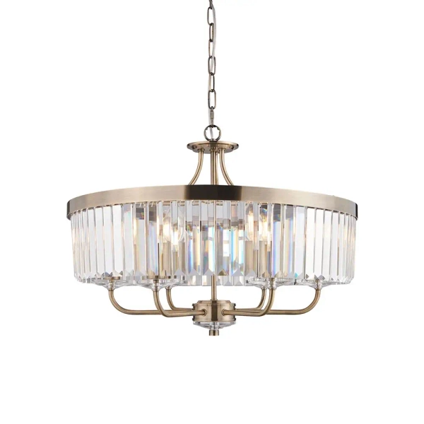 Wisząca lampa glamour L&-1102505 kryształowa mosiądz przezroczysta