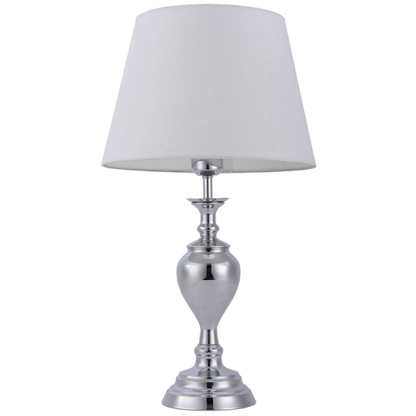 Abażurowa LAMPA stołowa ETIEN TB-7730-1 Italux stojąca LAMPKA biurkowa klasyczna w stylu angielskim chrom biała