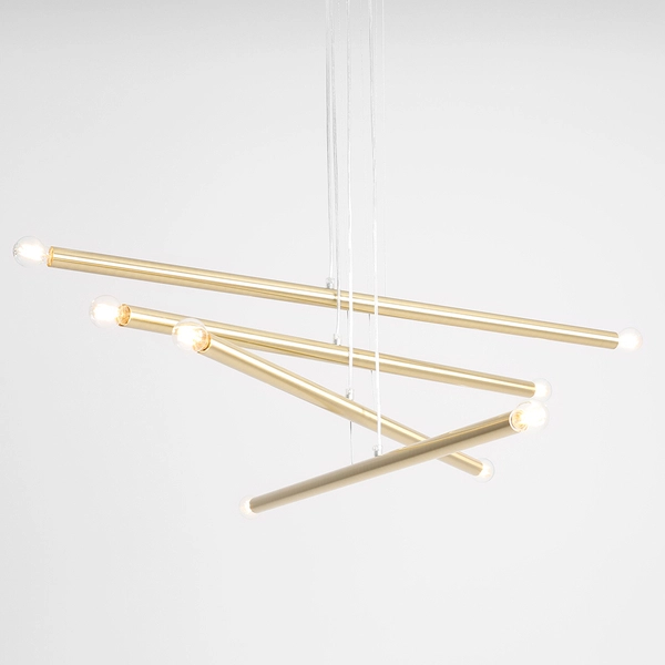 Lampa wisząca Tubo 1072P40 Aldex podłużne zwisy metalowe mosiądz