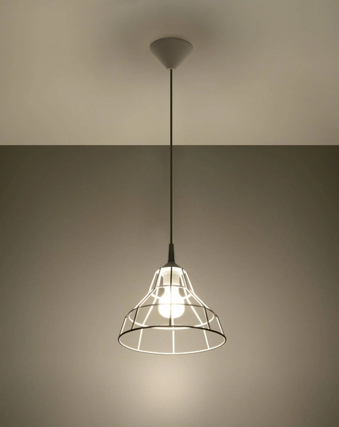 Industrialna LAMPA wisząca SL.0145 druciana OPRAWA metalowa ZWIS drut biały