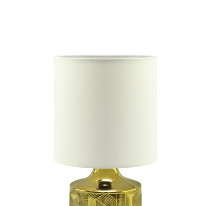 Abażurowa LAMPKA stojąca LINDA 03786 Ideus stołowa LAMPA ceramiczna wzorki biała złota
