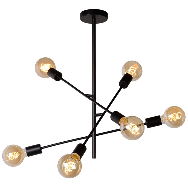 Industrialna LAMPA sufitowa LESTER 21119/06/30 Lucide metalowa OPRAWA loftowa molecular czarna