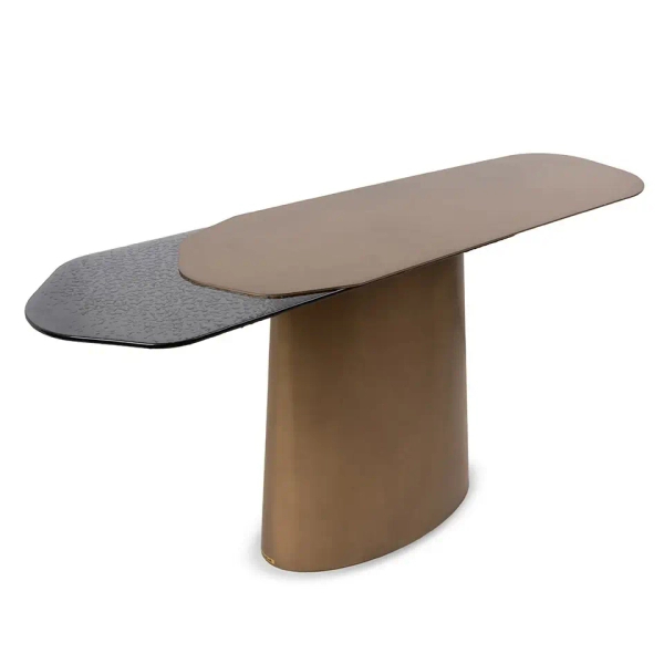 Konsola ORFEO MM001501100374 złota szklana blat metalowa 150cm