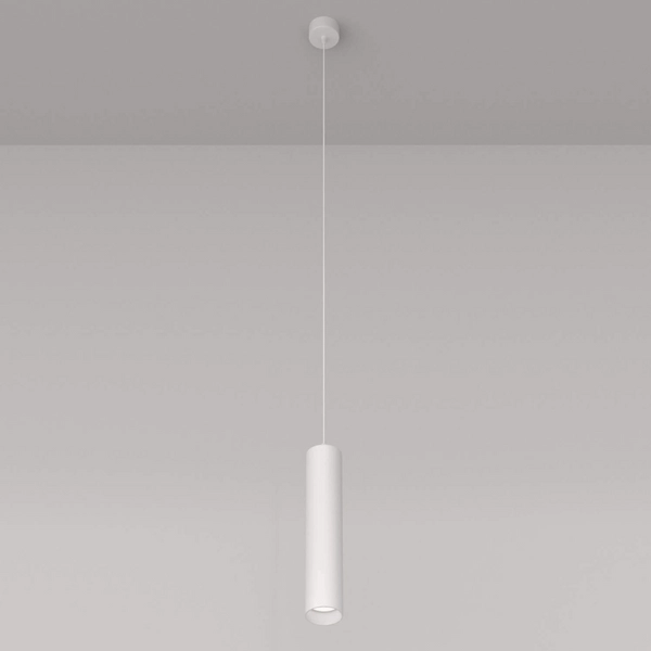 Zwisowa lampa nad wyspę metalowa tubka biała Focus OUTLET