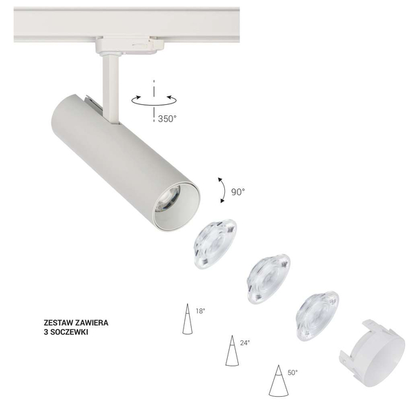 Regulowana LAMPA sufitowa MILO 8765 Nowodvorski okrągła OPRAWA metalowa LED 15W 4000K do systemu szynowego 3 - fazowego biała