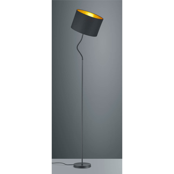 Regulowana lampa podłogowa z abażurem Hostel 408290179 czarny złoty